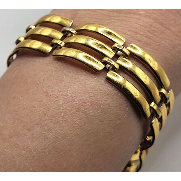 Estate Jewelry - Vintage 80s Goldtone Link Chain Bracelet 7.5in